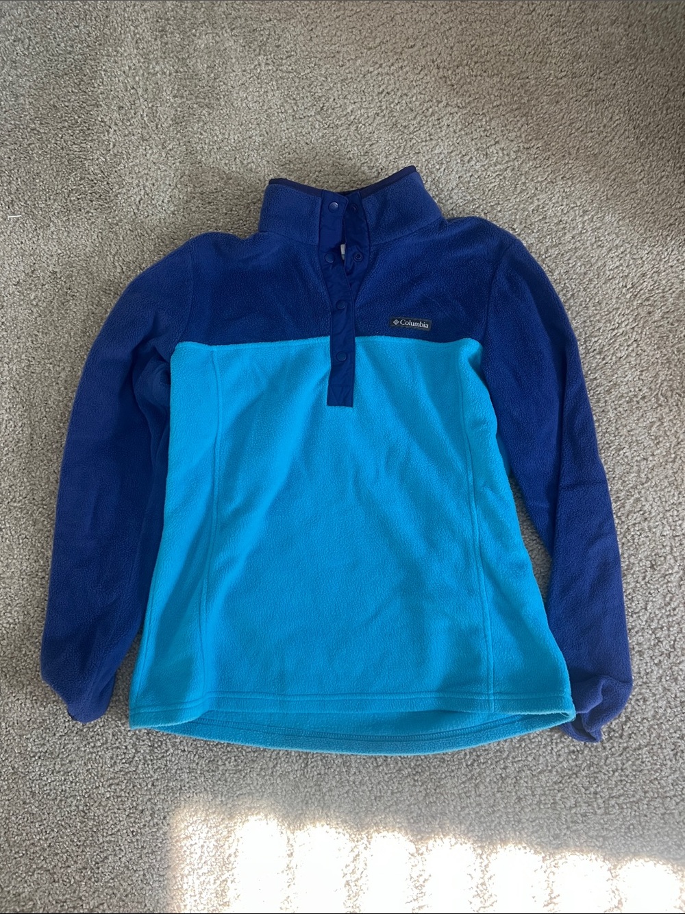 Columbia Blue Colorblock Fleece Snap Pullover